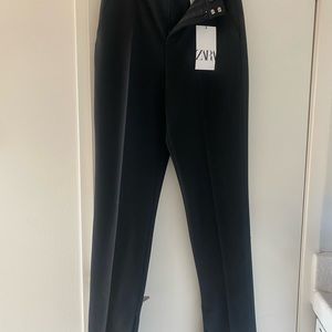 Zara Black Dress Pant, Classic straight w/ inner ankle vent, Size  S, NEW w/Tags